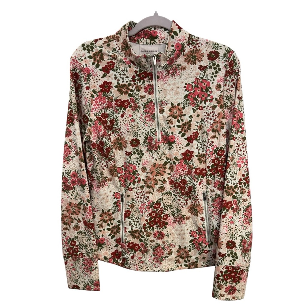 Laura Ashley Floral Performance Zip-Up‎ Pullover Size L